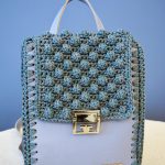 Χειροποίητο backpack δέρμα με νήμα γκρι σιελ